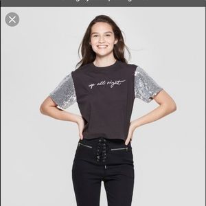Up all night sequin tee